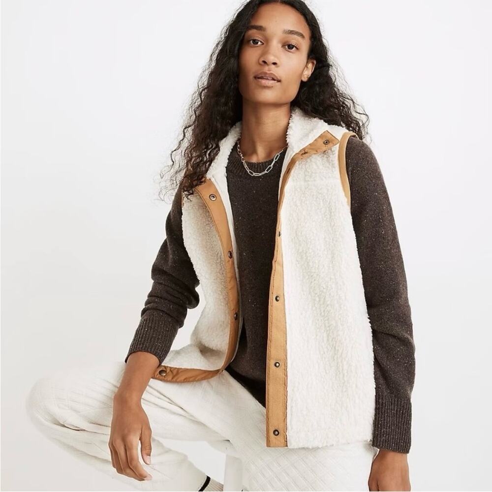 Madewell Addition Sherpa Vest Faux Shearling Antique Cream NB260 XXS